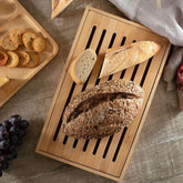 Tábua Migalheira de Bambu 37cm Tábua de Corte Para Pães e Bolos Yoi